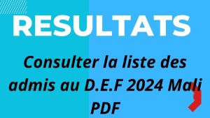 Consulter la liste des admis/ Résultats D.E.F 2024 Mali PDF
