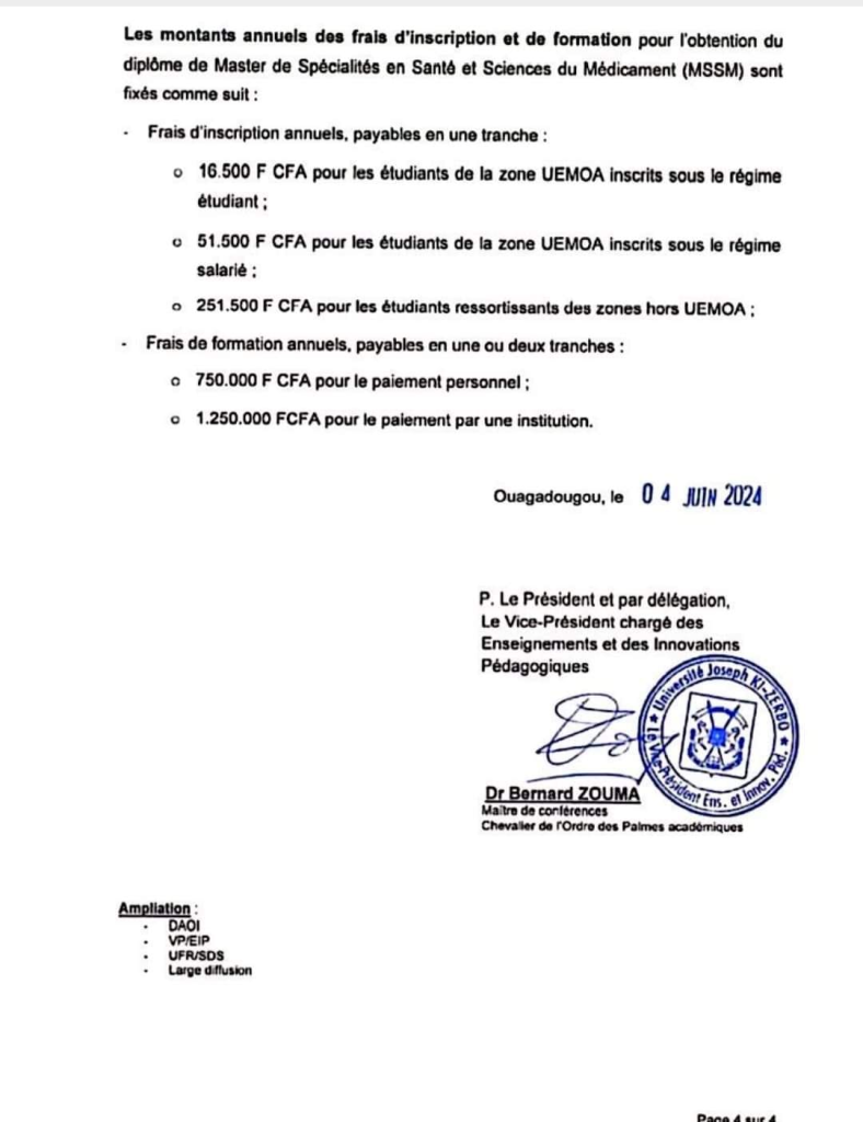 Recrutement d'étudiants pour le programme de Master 2024-2025 au CEA-CFOREM au Burkina Faso.