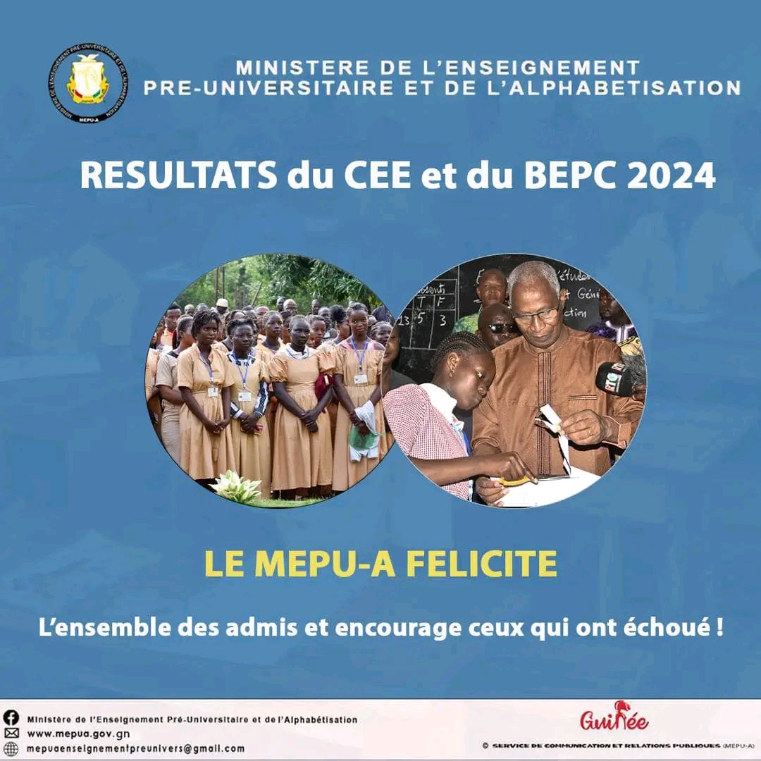 Les résultats du CEE et du BEPC 2024 en Guinée disponible par SMS, liste des candidats admis par région