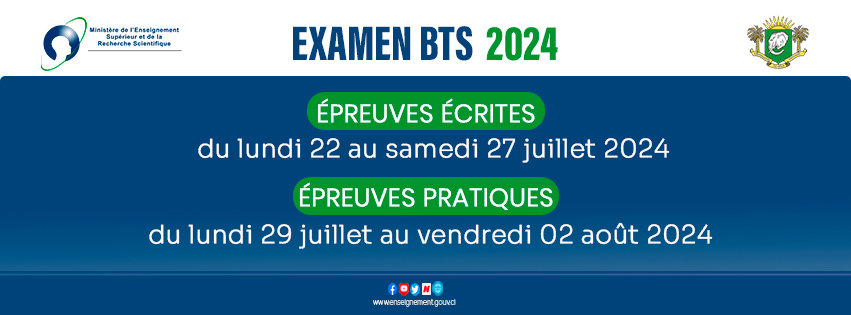 Retrait Convocation BTS Côte d'Ivoire ci session 2024 disponible sur examensbts.net